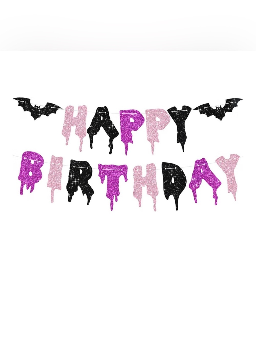 Glitter Drip 'Happy Birthday' Banner - Pink, Purple & Black